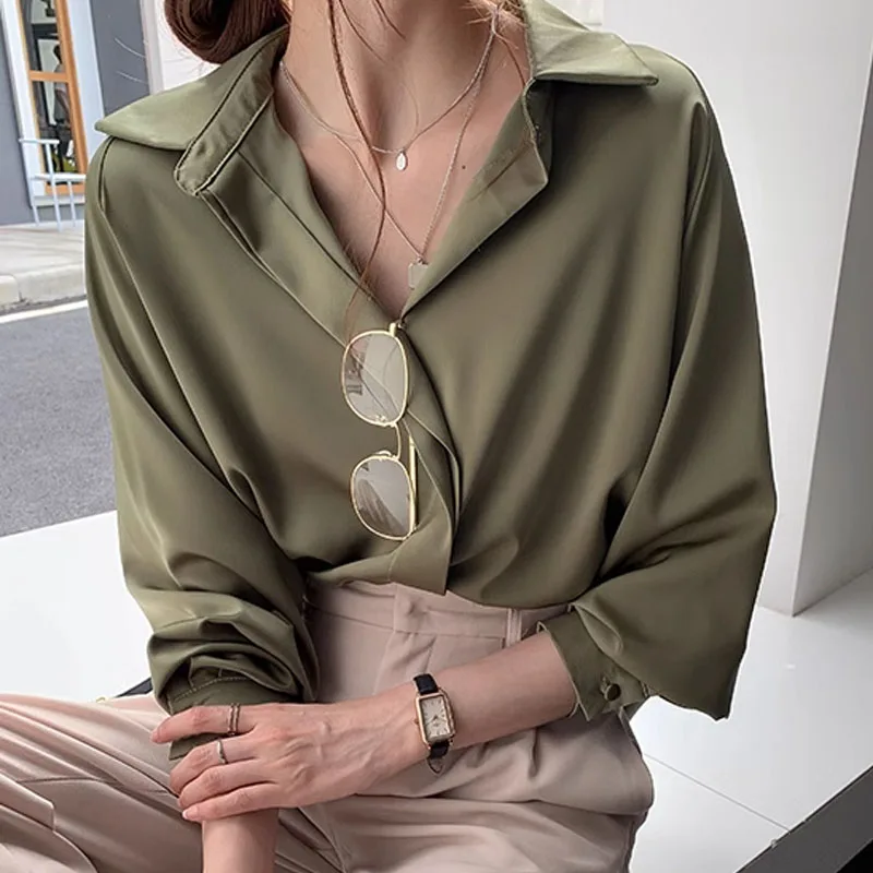 Plus Size 4XL Fashion Chiffon Blouse for Women Clothing Elegant Female Tops Button White Puff Sleeve Shirt Solid V-Neck Pullover