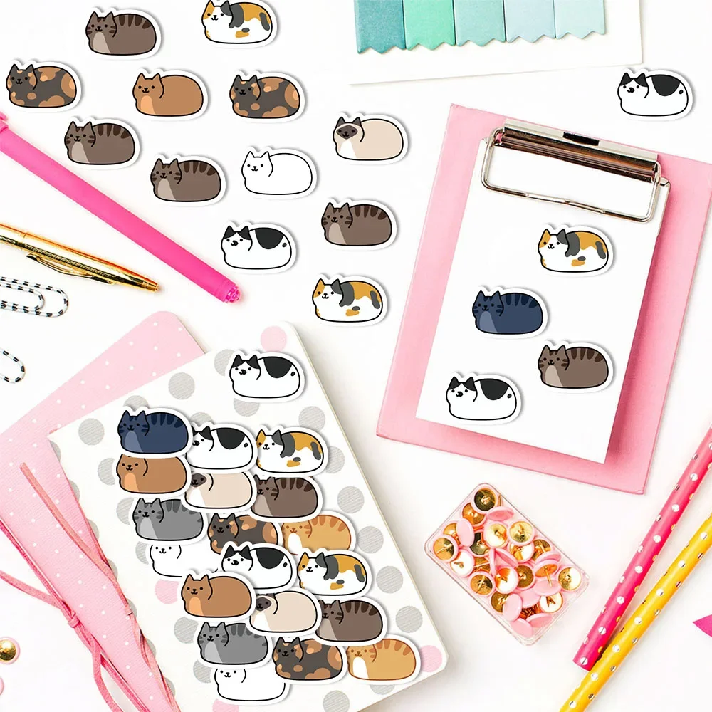500PCS Cartoon Cat Tuotuo Reward Stickers 10 Cat Models 2.5cm/1.0in Learning Reward Games Party Gift Seals