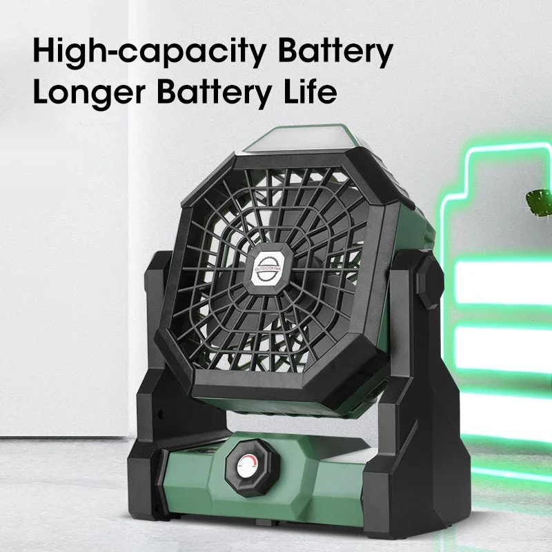 2024 New Outdoor Camping Fan 7800mA High-Capacity Portable Fan Rechargeable Desk Camping Fan with LED Light and Hook Outdoor Fan