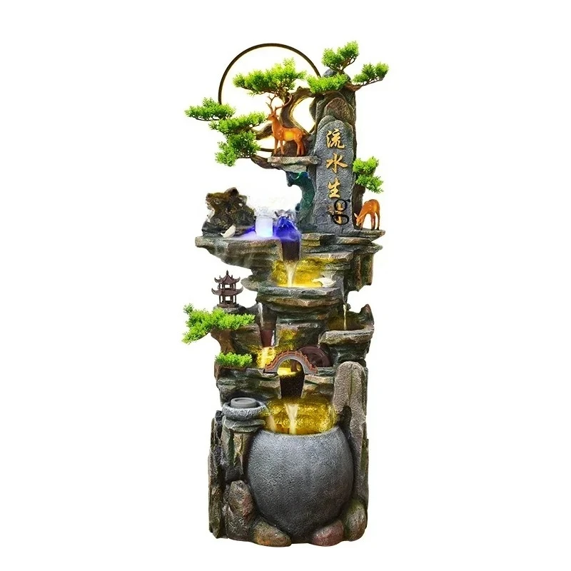 floor rockery flowing water fountain ornament Shengcai feng shui wheel circulation water feature decoration