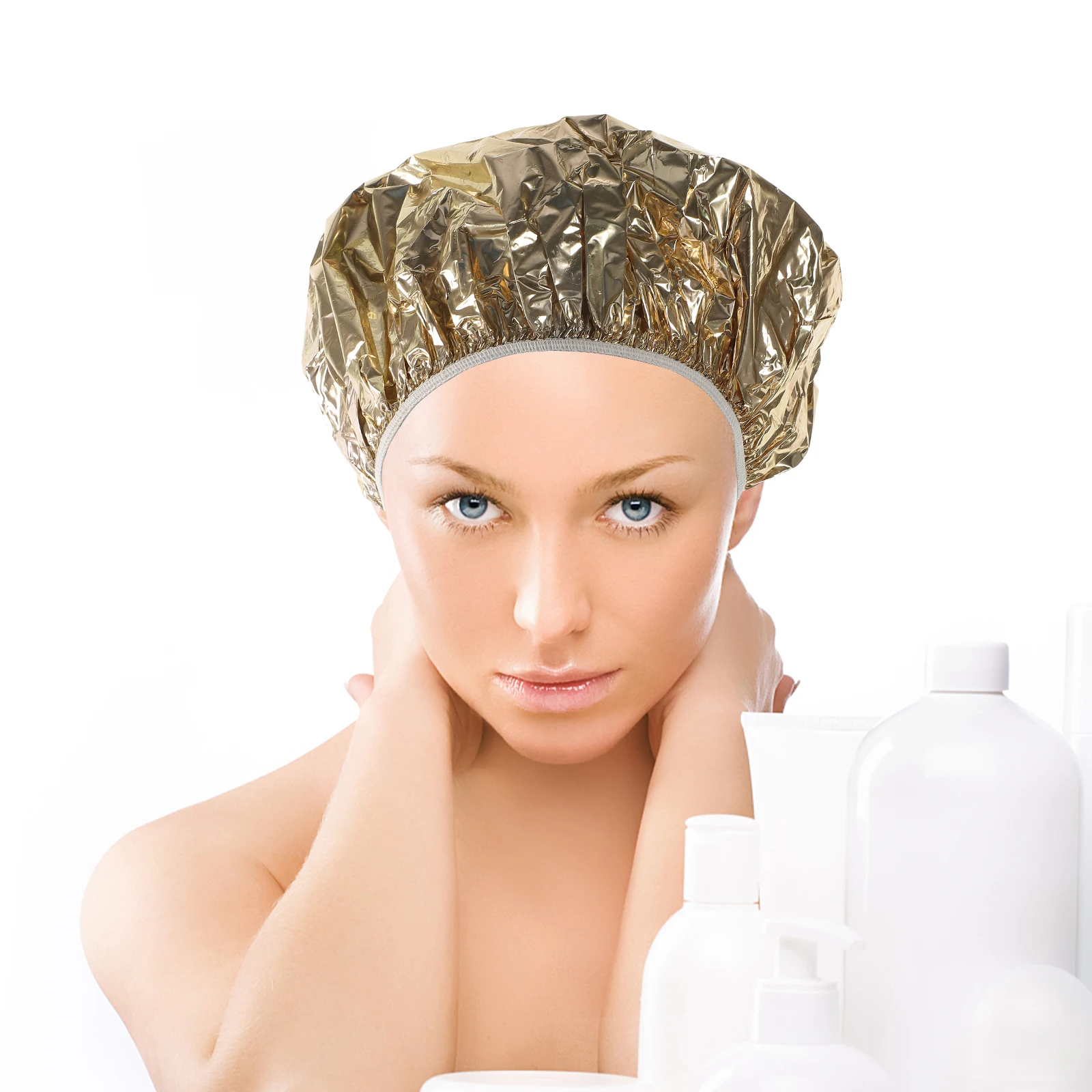 

4pcs Aluminum Foil Hair Processing Hat Heat Deep Conditioning Dye Cap Salon Spa Reusable Lightweight Baking Oil for Women