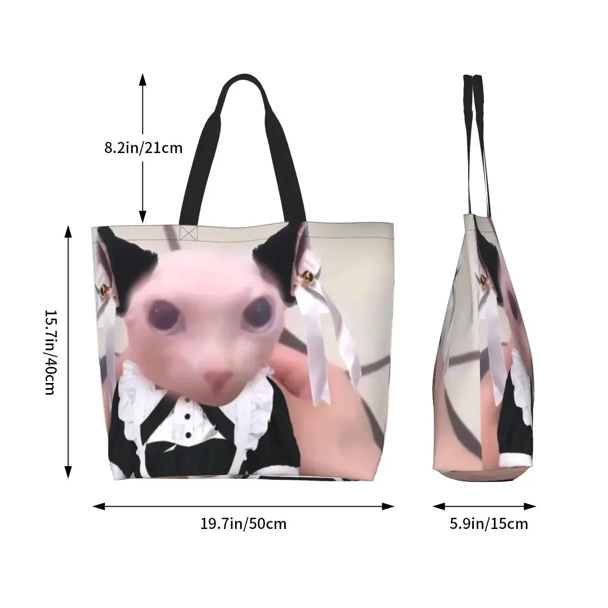 Sac à provisions réutilisable Bingus Funny Meme pour femme, sac fourre-tout en toile initié, sacs d'épicerie pour chat Sphynx lavables