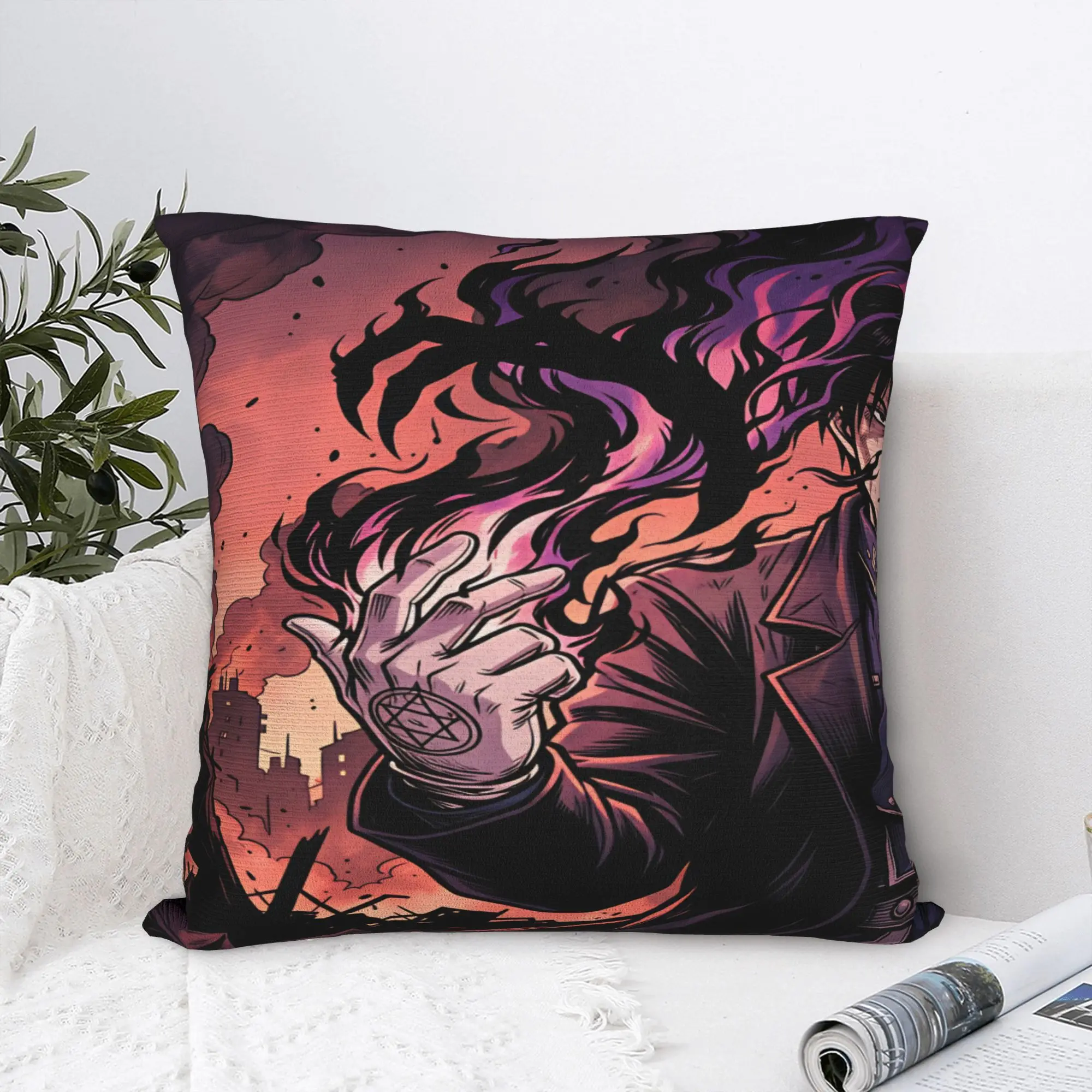 Pillow Case Roy Mustang Custom Fullmetal Alchemists Pillow Cover For Living Room Chair Vintage Pillowcases