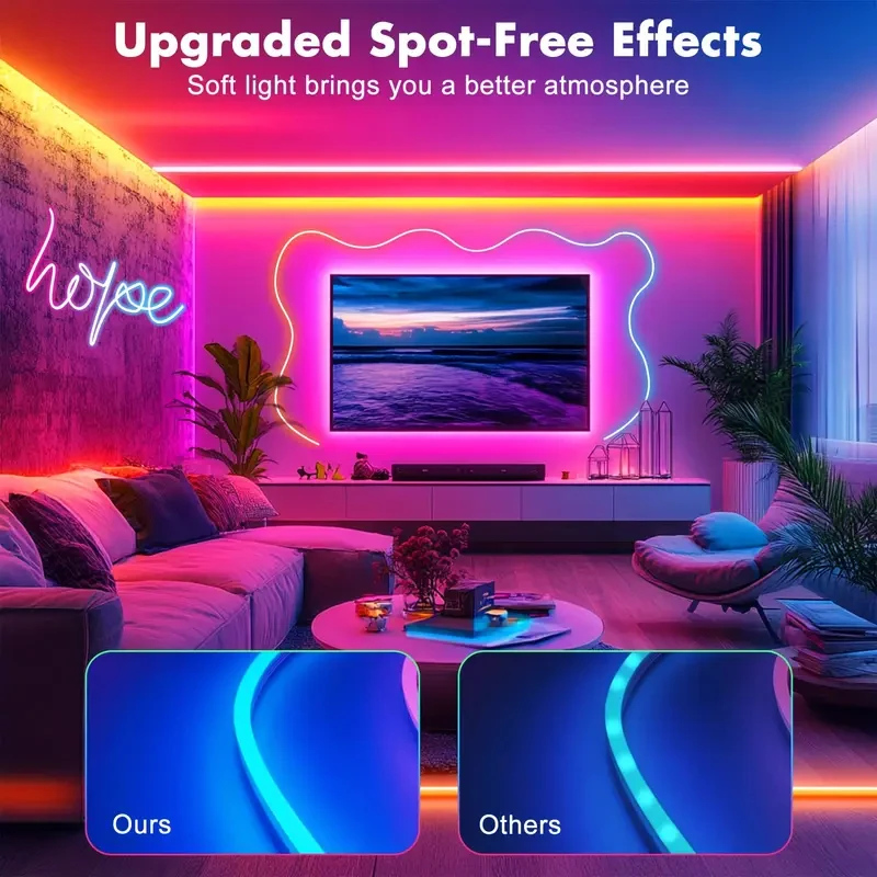 

Intelligent magic music synchronous LED neon lamp 2-5m, APP/ remote control dual mode suitable for stair stepping and bed bottom