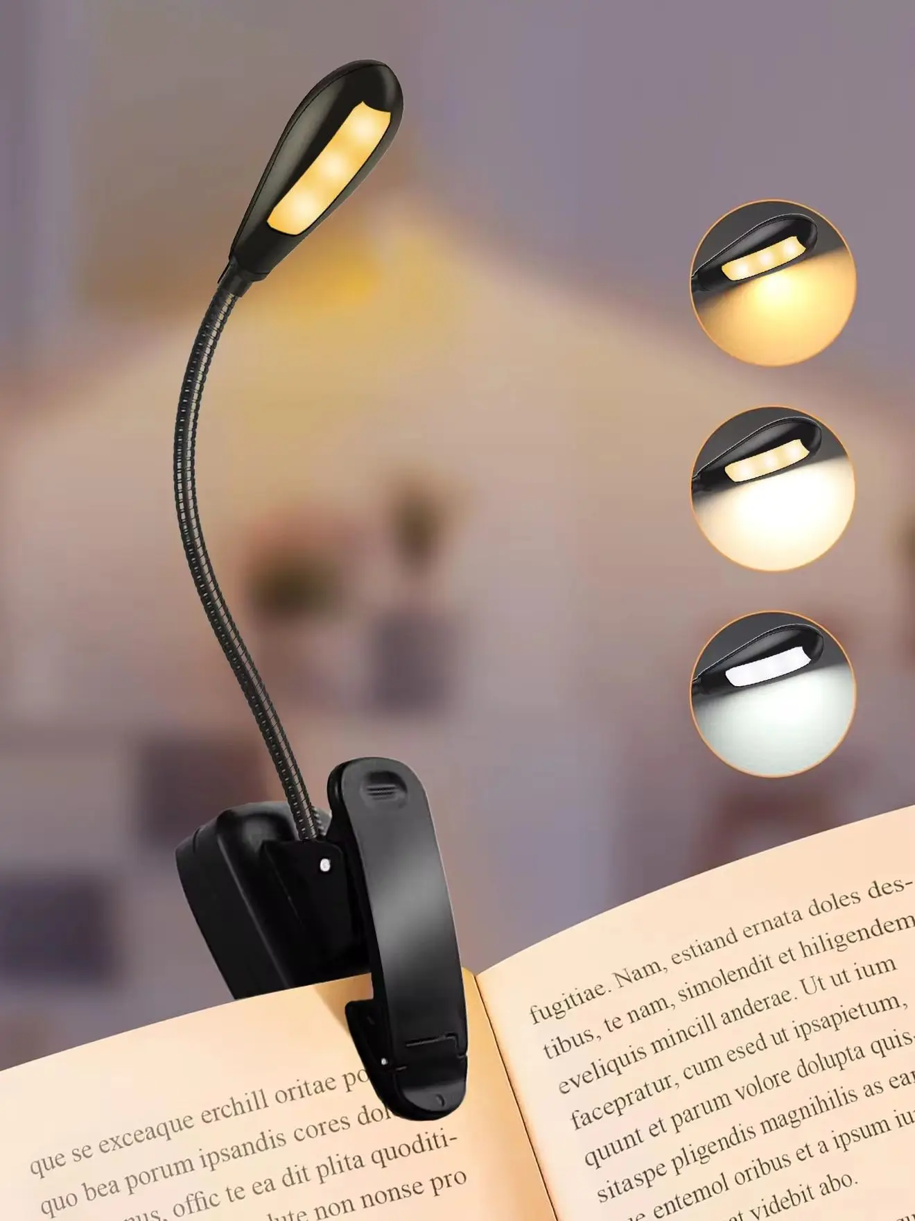 

Book Light,LOOPITYS Reading Book Clip Light, 9 Modes, LED Clip Reading Light, Eye-Care USB Rechargeable Reading Lamp for Kids