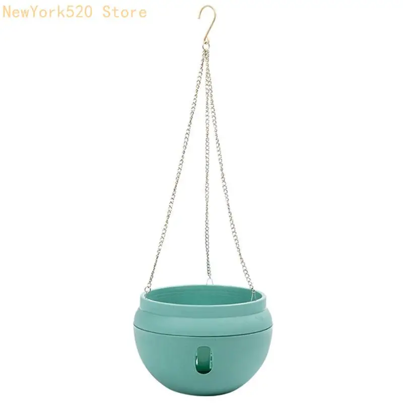 Bowl-Shaped Plastic Flower Pot Garden Watering Hook Hanging Planter Water Storage Release Plant Holder Basket N84C