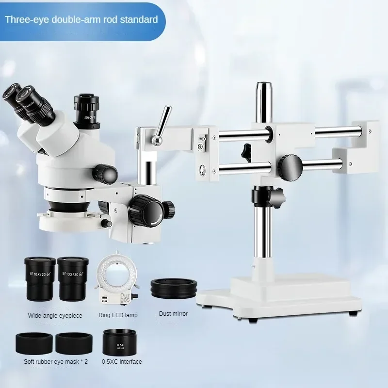 

Оптический микроскоп 7-45X с двойной подставкой, держатель фокуса, стереомикроскоп со светодиодной лампой