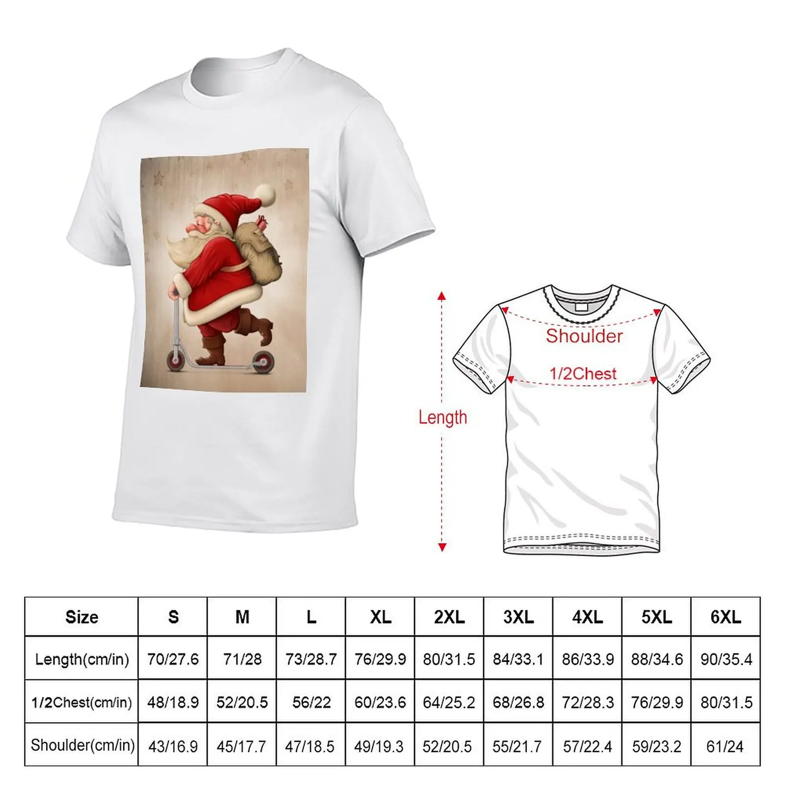 Santa Claus and the Push scooter T-Shirt plus sizes vintage anime shirt t shirt men