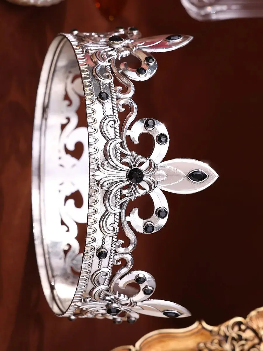 Couronne ronde de mariée européenne et américaine haut de gamme, couvre-chef de concours de beauté baroque, couronne de chevalier de princesse, accessoires universels