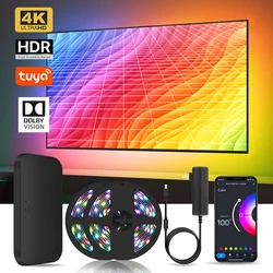 New HDMI 2.0 2.1 Ambient TV LED Backlight 4K for 32 to 120 Inch TV PC Dream Screen Sync LED Strip Lights Works with Alexa Google