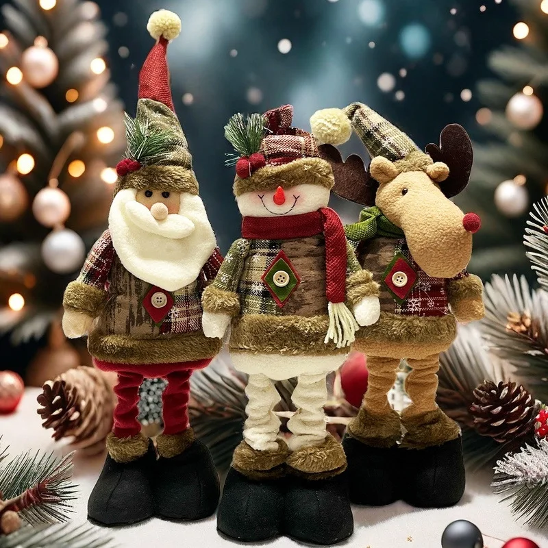 

2025 Telescopic Plush Christmas Doll Merry Christmas Ornaments Home Plush Ornaments Christmas Navida Noel Gifts 2026 New Year