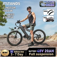 ISTANDS RX26 1000W 50KM/H Mountain Electric Bicycle 26 Inch 3.0  Fatbike 48V20AH Lithium Dual shock Electric Bike For Adults