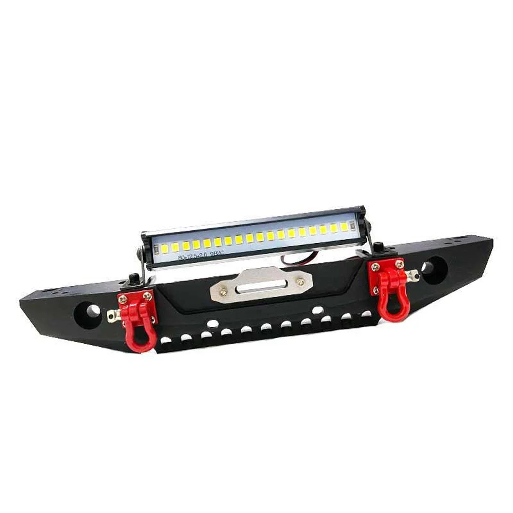 Metal Front Bumper With LED Light For 1/10 RC Crawler Car Trax Trx4 Trx-4 Defender Bronco Axial SCX10 90046 90047 Upgrade Parts