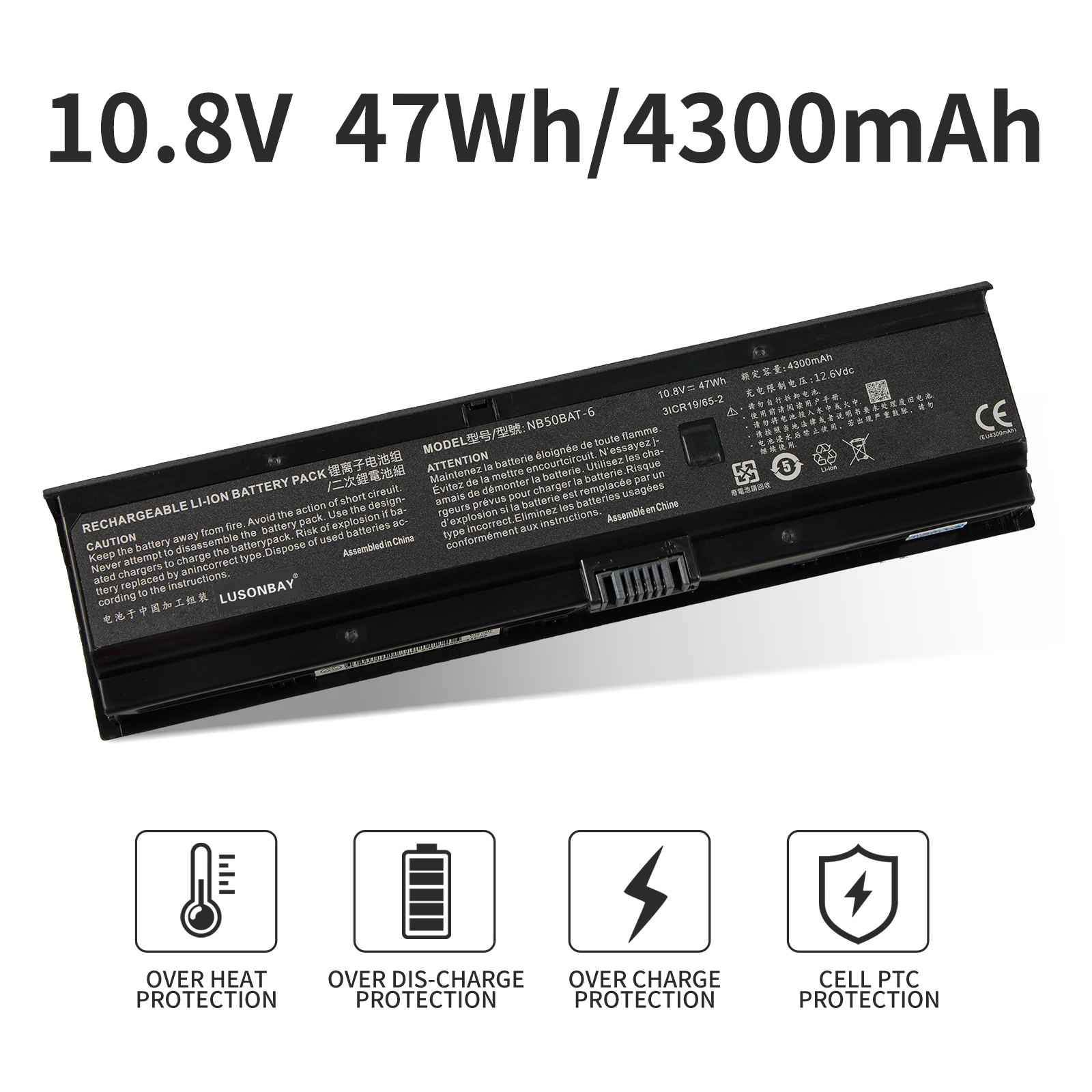 LUSONBAY NB50BAT-6 10.8V 47Wh Laptop Battery For SHINELON HUIMIEZHE DD2 For CLEVO NB50TK1 NB50TJ1 NB50TL NB50TZ NB60TA