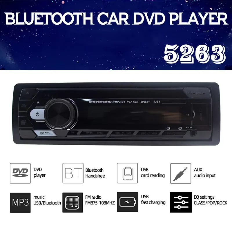 PolarLander 1 Din Car MP3 24V يدوي DVD مشغل أقراص مضغوطة FM الارسال SD/AUX/USB لاسلكي للتحكم عن بعد شاحن بلوتوث
