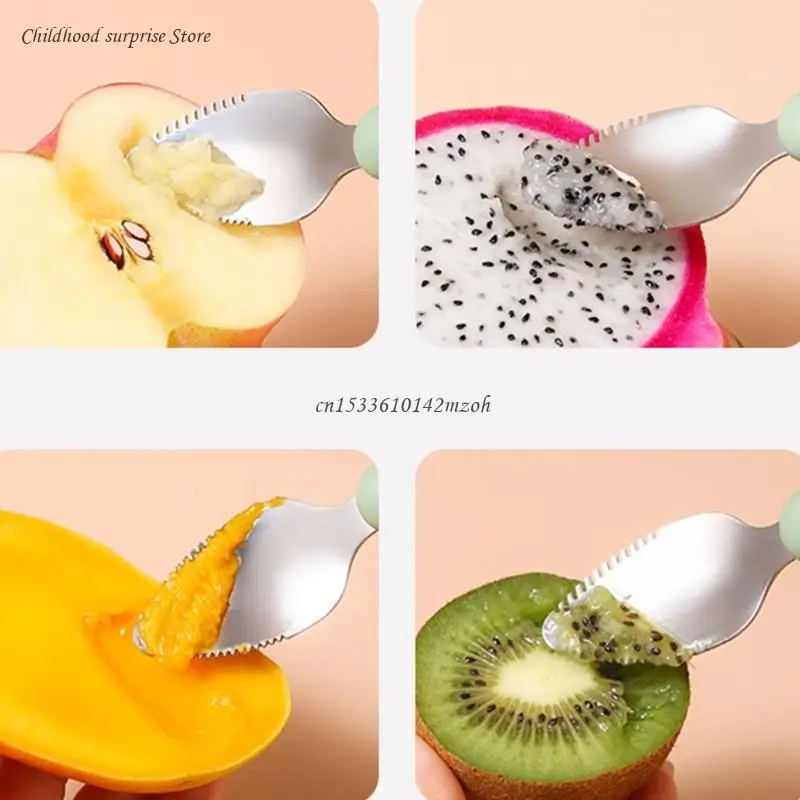 Baby Grapefruit Spoon Fruit Scraping Tool Silicone Spoons Training Dropship