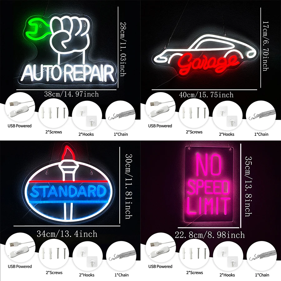 Auto Repair Led Neon Sign, Used For Wall Decor, Garage Bar Man Cave Auto Repair Shop Club Party Machinery Workshop Wall Lamp.