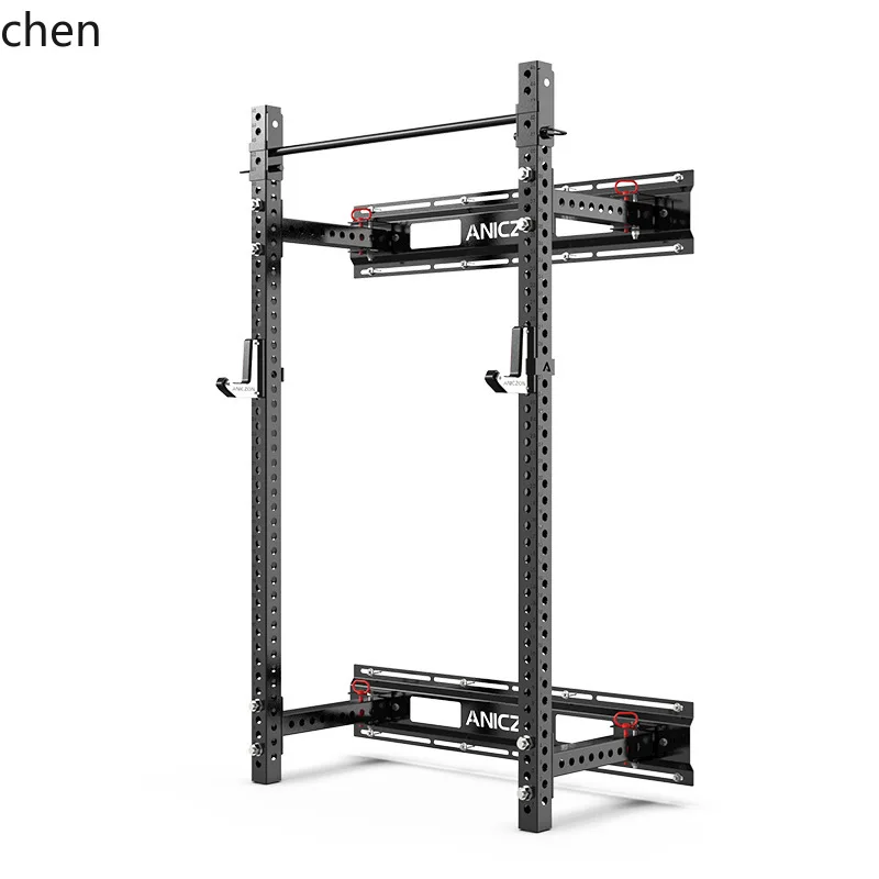 ZML Squat Rack Home Wall-mounted Foldable Squat Rack Fitness Equipment Multi-functional Weightlifting Bed