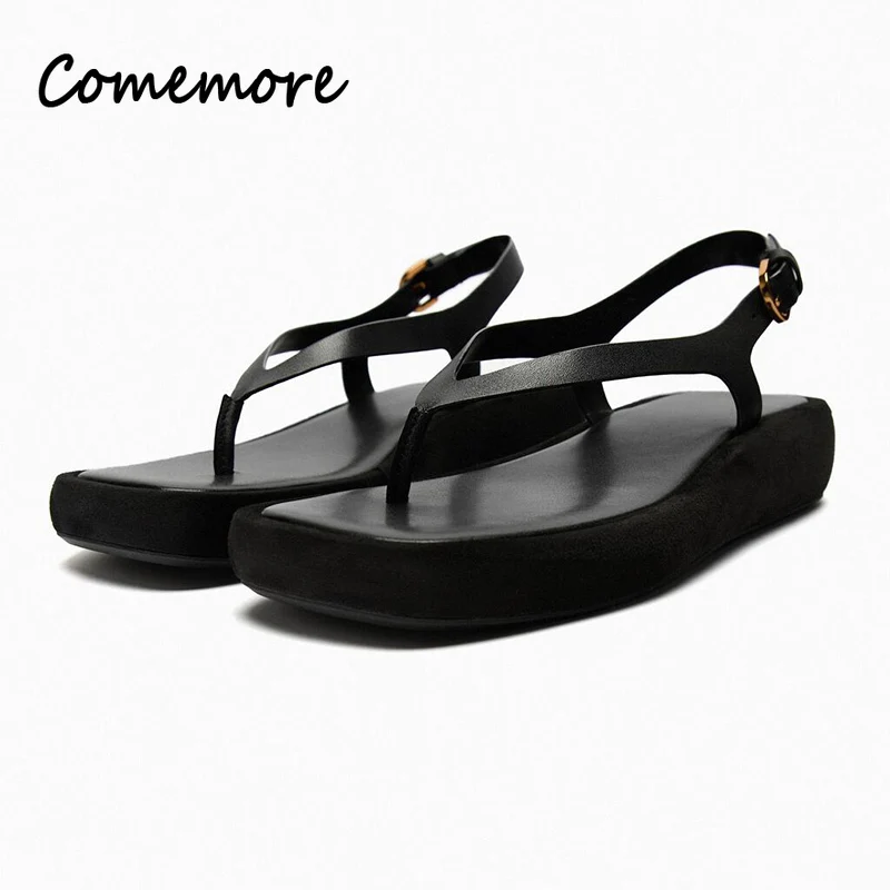 Platform Sandals Women 2024 Summer Wedge Heels Clip Toe Wedges Beach Sandals Woman Slides Brand Designer Thick Sole Flip-Flops