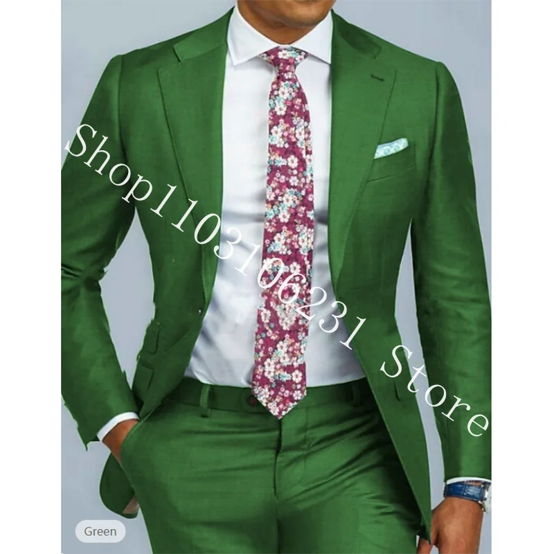 Blue Tuxedos Men‘s Suits Slim Fit Blazer Formal Businesss Groom Wear 2 Pieces Men Wedding Suits Jacket Pants Trajes De Hombre