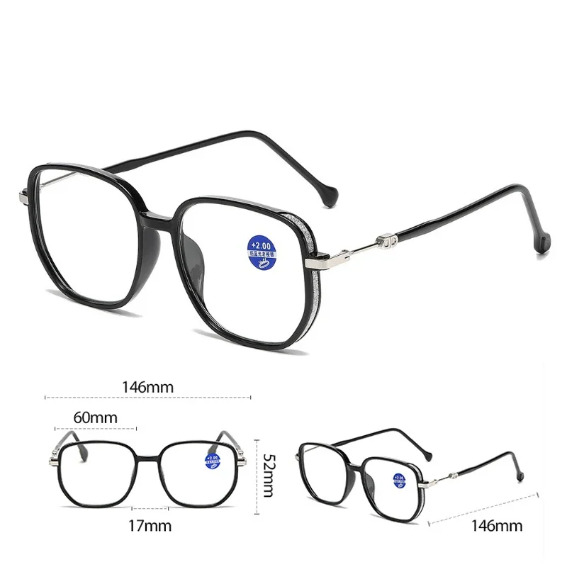 Fashionable Large Frame Photochromic Reading Glasses Outdoor Sun Shades Eyewear Women Presbyopia Plus Diopter  To 0 To +4.0