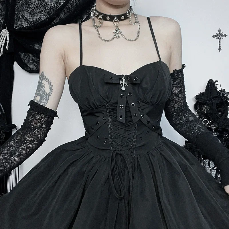 Gothic Girl Lolita Coaplay Costume Adult Women Sexy Little Devil Dress Smock Accessory Full Set Suit Halloween Carnival Outfits