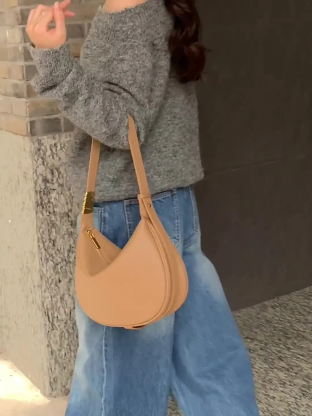 Smooth Cow Leather Womne Underarm Shoulder Hobo Bag Casual Soft Cowhide Female Dumpling Handbag for Ladies Top Handle Bag Purse