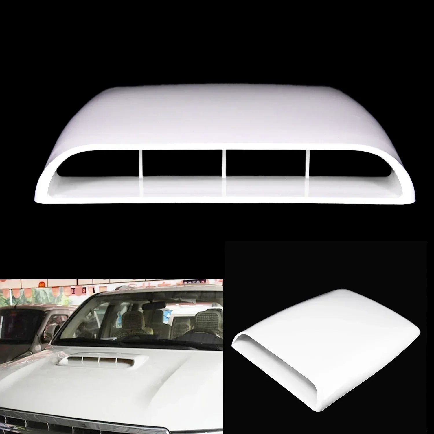 

Car Bonnet Hood Scoop Air Flow Intake Vent Cover Roof Scoop Vent Air Flow Bonnet Car Decor Base Decorative Intake Hood