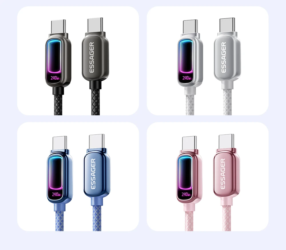 Essager 240W E-Marker Typ-C zu Typ-C Kabel 5A PD3.1 Schnellladung für MacBook Laptop iPhone 17 16 Pro Max iPad Samsung S26 S25 – Detail 15