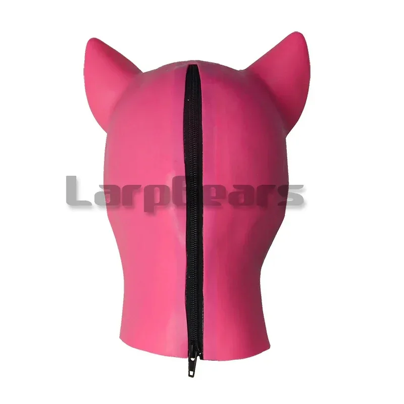 Pink Latex Pig Hood Fetish Pig Hood Mask Full Head Animal Hood Fetish Latex Piggy Costumes ET9939