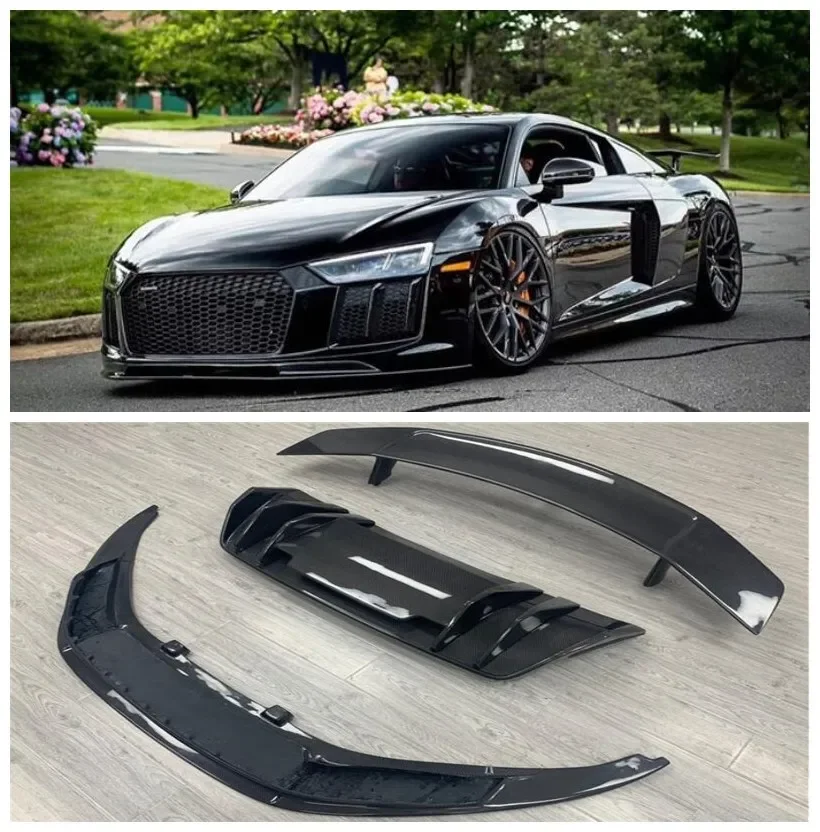 

For Audi R8 V8 V10 Coupe 2017-2022 High Quality Carbon Fiber Car Bumper Front Lip Rear Diffuser Spoiler Side Skirt Body Kit