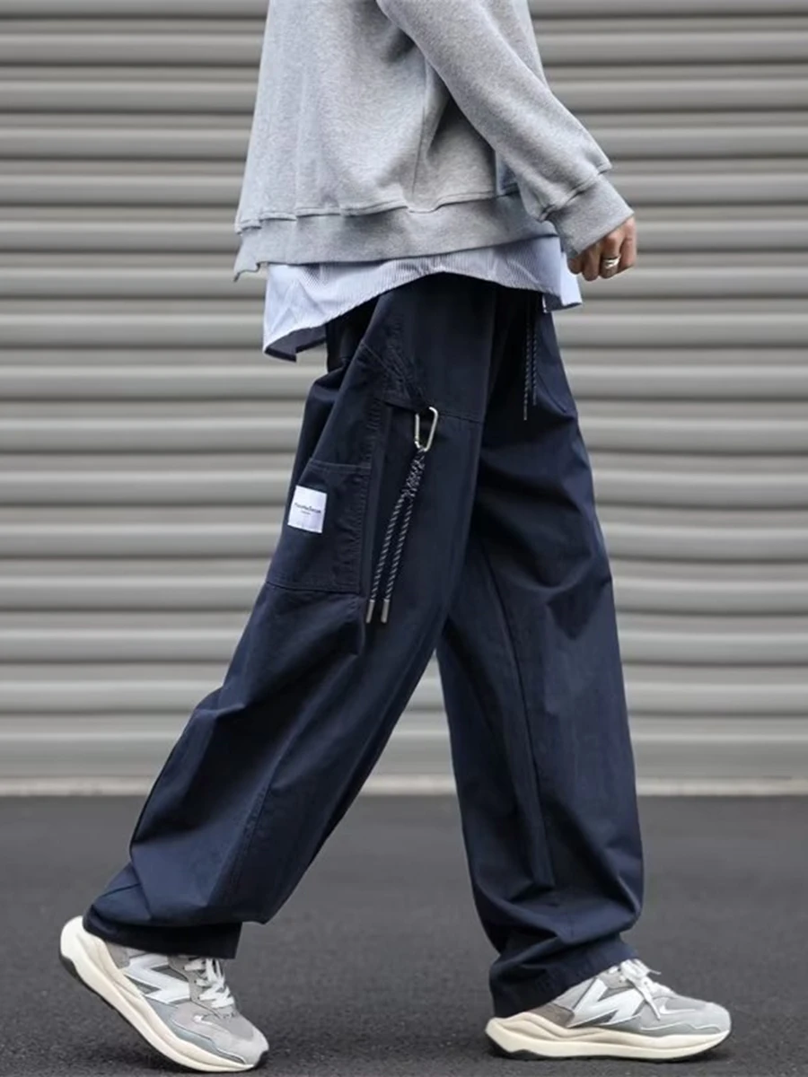 

Retro Loose Fit Straight Leg Men's Casual Pants Spring Autumn Japanese Style Functional Fashion Sportswear Long Trousers