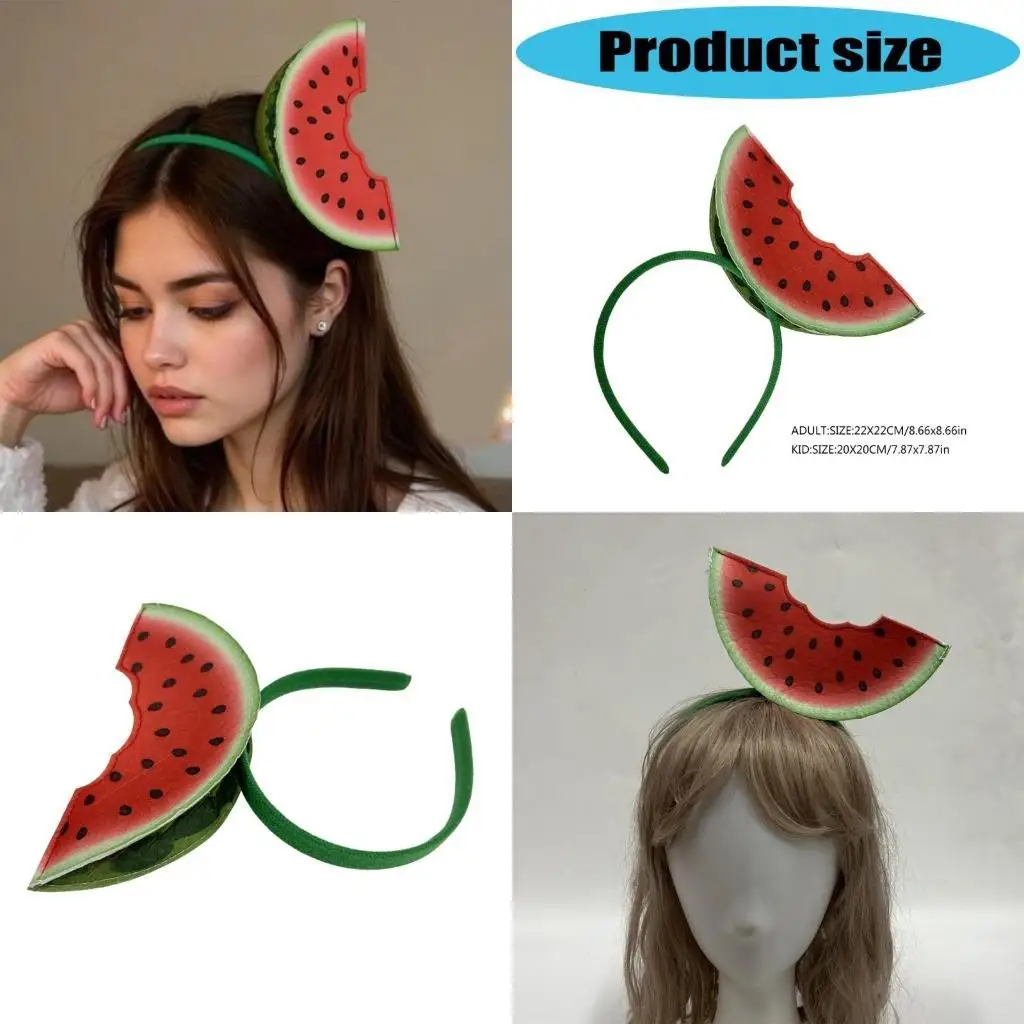 

652F Hawaiian Fruit Theme Watermelon Headband Cosplay Hairband for Summer Music Festival and Beach Vacation Halloween Decors