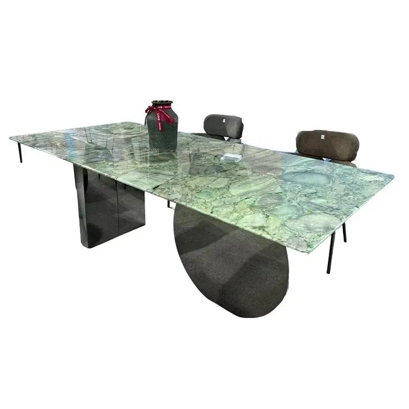 New Design High Quality Dining Table Natural Luxury Stone Top Stainless Steel Legs Dining Room Furniture Dining Table