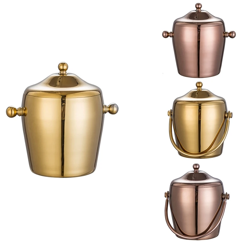 

KTV Bar Utensils Ice Bucket, Creative Double Layers Stainless Steel Ice Bucket,Champagne Bucket, Wine Beer Ice Bucket