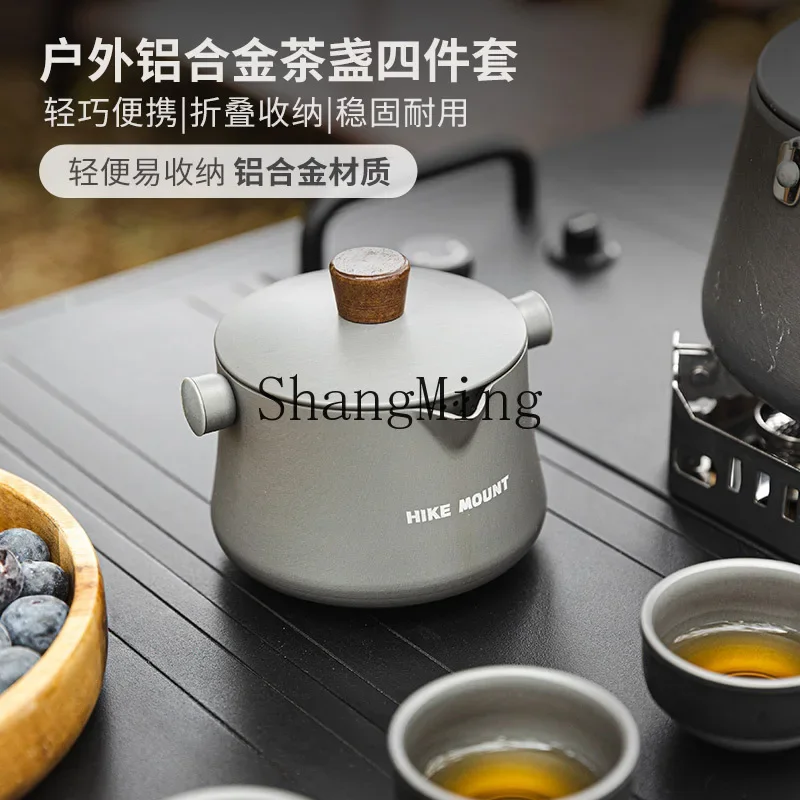 

CLL Travel Portable Tea Infuser, One Pot Three Cups, Aluminum Alloy Ultralight Tea Set Equipment