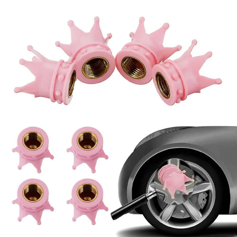 4Pcs Crown Tire Valve Cap Car Wheel Air Valve Dustproof Caps Motorcycle Tyre Valve Dust Covers Crown Decor Auto Accessories