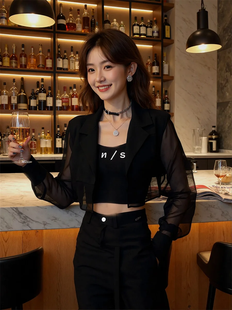

Sun-proof Cropped See-through Back-Slit Blazers Elegant Woman Clothes For Women Waisted Matching Lady'S Corduroy Customized Lady