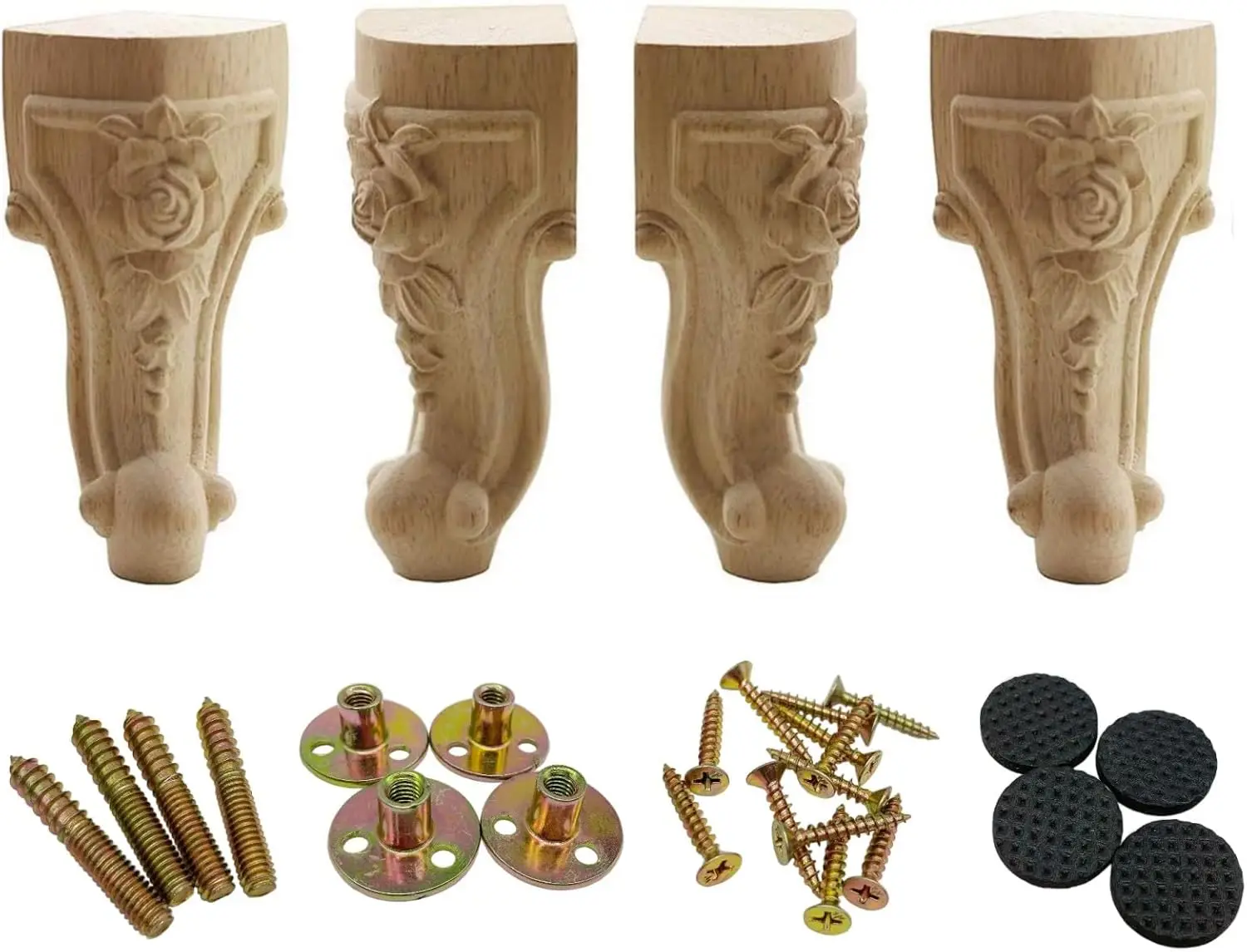 

Solid Unfinished Wood Carved Furniture Legs for Sofa Couch Chair Ottoman Loveseat Coffee Table Cabinet Furniture Legs &