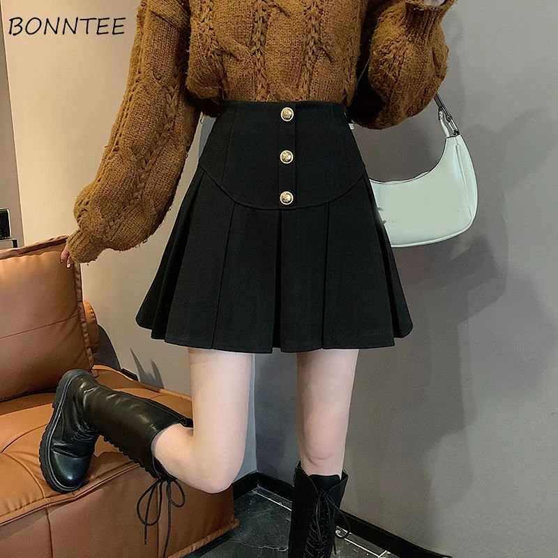 

Basic Pleated Mini Skirts Women New Autumn Preppy Style Hotsweet Korean Ulzzang Office Ladies Streetwear Students Popular Chic