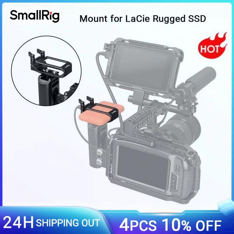 SmallRig Clamp Mount for LaCie Rugged SSD Holder Mount To Cage/Side Handle/Top Handle Video Shooting DIY Mount Support Rig -2814