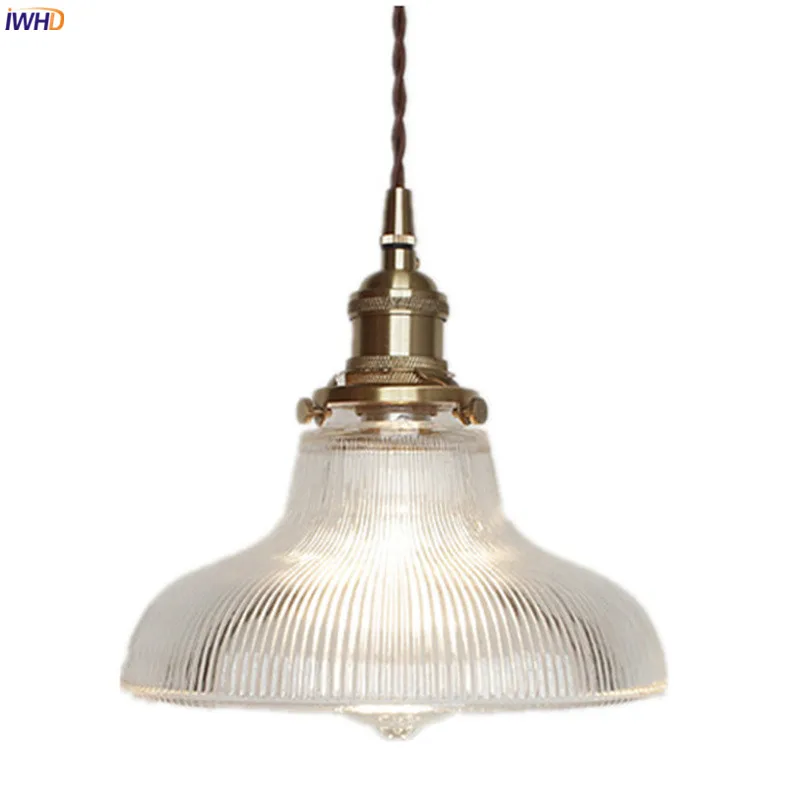 IWHD Nordic Style Copper Pendant Light Fixtures Kitchen Dinning Living Room Lights Modern Glass