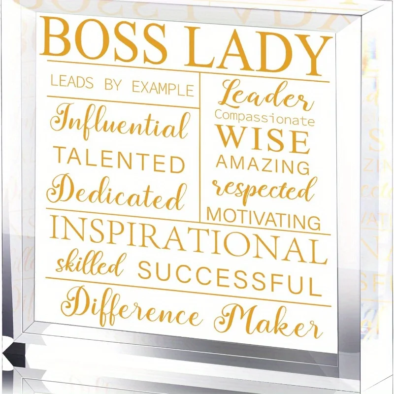 هدايا Yalikop Boss Lady للنساء: ديكور مكتب/مكتب أكريليك (أقتباس ملهمة) - تذكار تقدير الرئيس، ثقالة الورق.