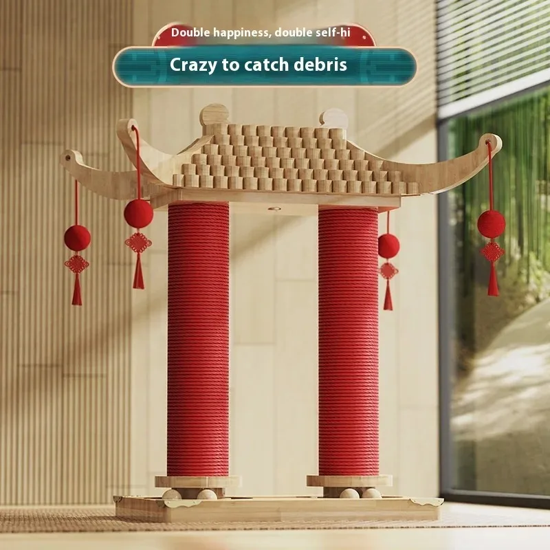 

High-Efficient Wood Integrated Cat Climbing Rack Thick Cat Scratching Column Wear-Resistant Dummy Turntable Toy Interactive Pet