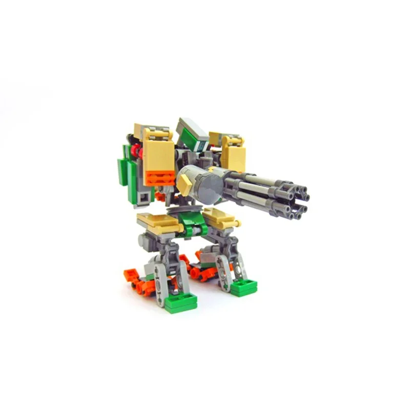 Moc overwatchedss jogo mecha basons vanguard morphing robô blocos de construção kit gatling máquina braços brinquedos para crianças presente