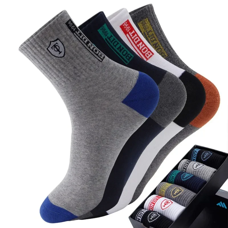 5 Pairs High Quality Men Mid-tube Sock Summer Cotton Deodorant Sweat-absorbing Comfortable Thin Business Fashion Sports Socks