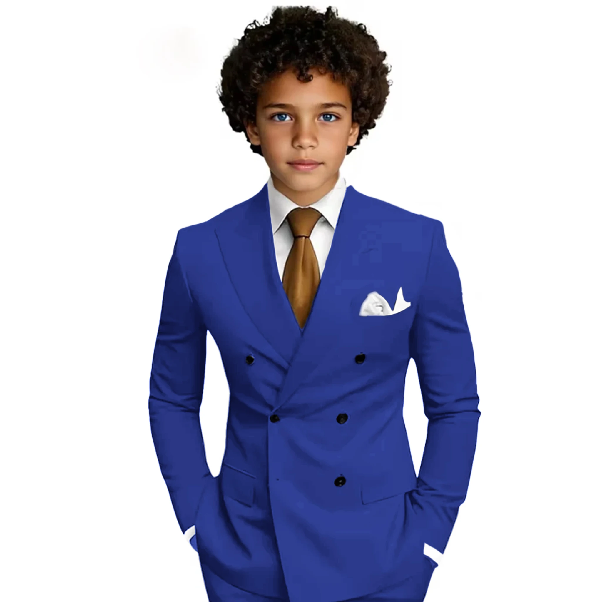 Little Boy's Suits Slim Fit (Blazer+Pants) 2 Pieces Double Breasted Boy Outfit Sets For Wedding
