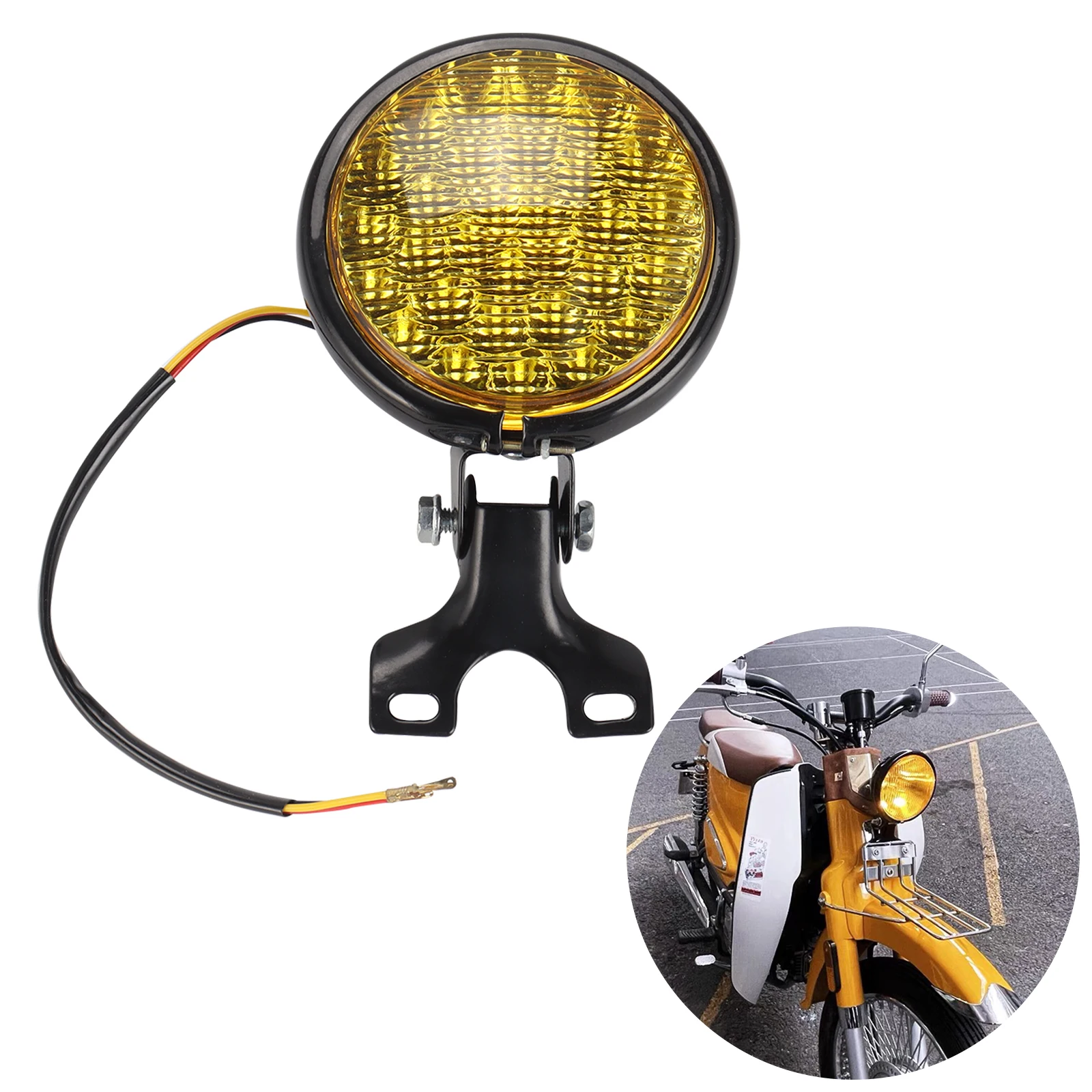 35W Motorcycle LED Headlight Universal Motorbike Retro Headlamp DC 12V Scooter Round Spotlight Motor Vintage Front Lights Lamps