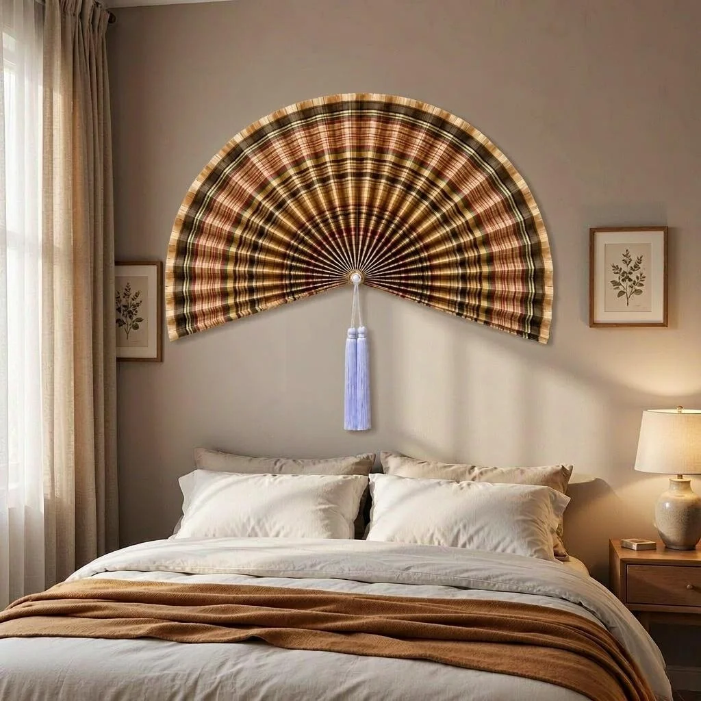 Bohemian-Style Hand-Woven Bamboo Wall Fan, a Unique Ethnic Style Wall-Mounted Fan for Living Room, Hotel, and Home Decoration