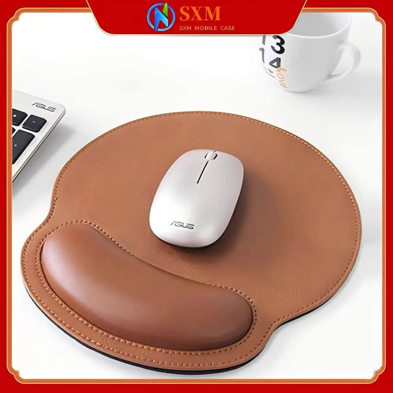 

Lock edge high-grade PU leather soft surface computer game wrist pad mouse pad keyboard wrist pad